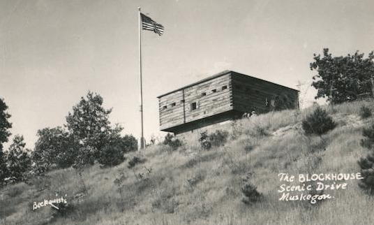 Muskegon State Park Blockhouse - Postcard (newer photo)
